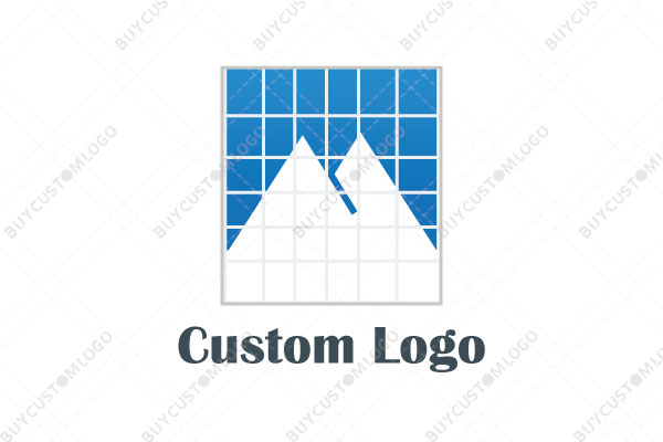 icy mountains in a grid logo