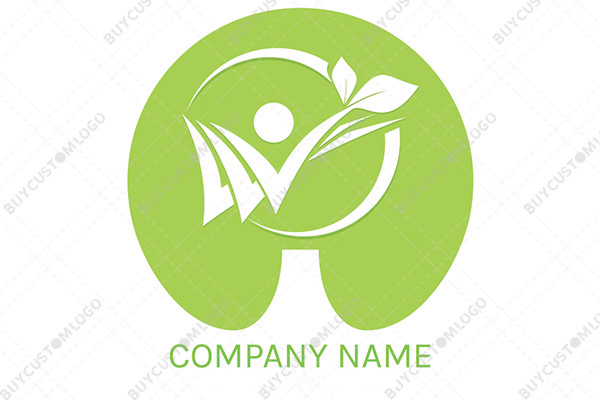 abstract character with leaves logo