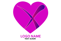 letter x heart logo