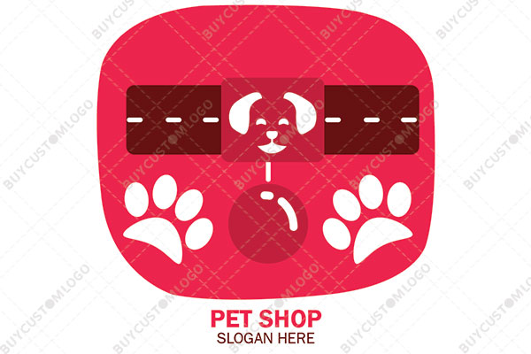 roadside pet shop happy dog and paws logo