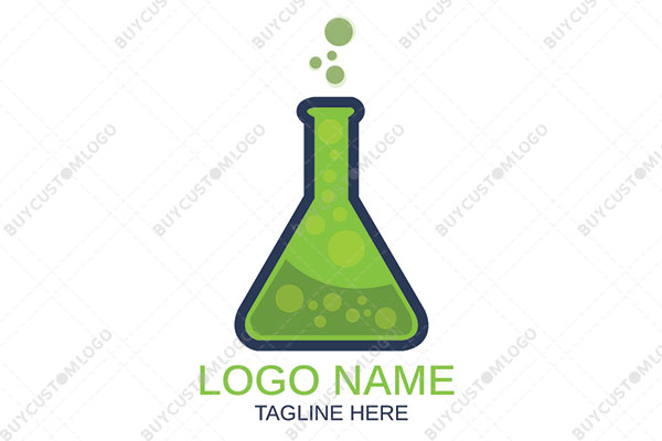 erlenmeyer flask with liquid and bubbles logo