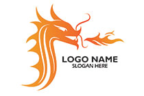 dragon blowing fire modern logo