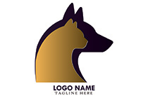 abstract cat and dog silhouette logo