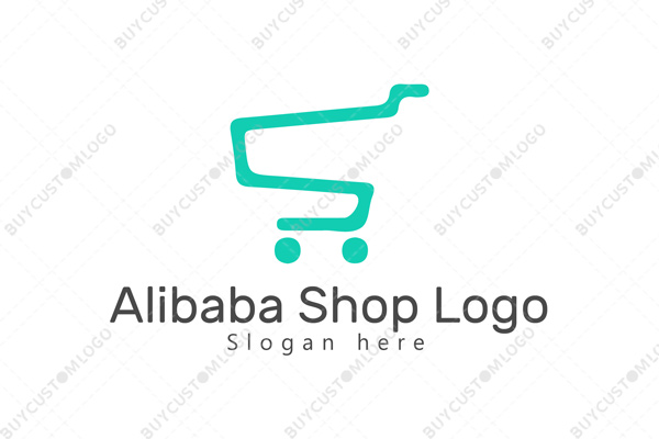 minimalistic single line and iris shopping cart logo