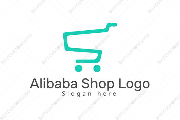 minimalistic single line and iris shopping cart logo