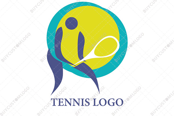 abstract athlete with a tennis racket logo
