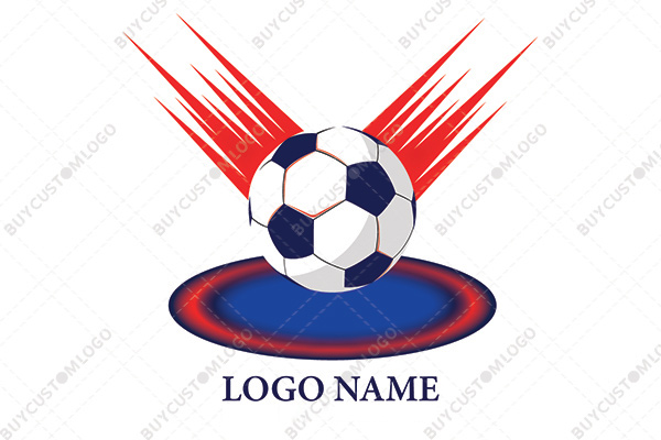 the fiery soccer ball on a ground logo