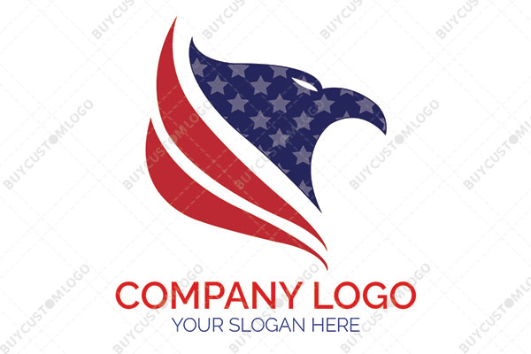 bald eagle silhouette with wavy lines logo