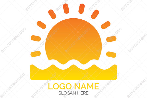 hand drawn style sun on water logo