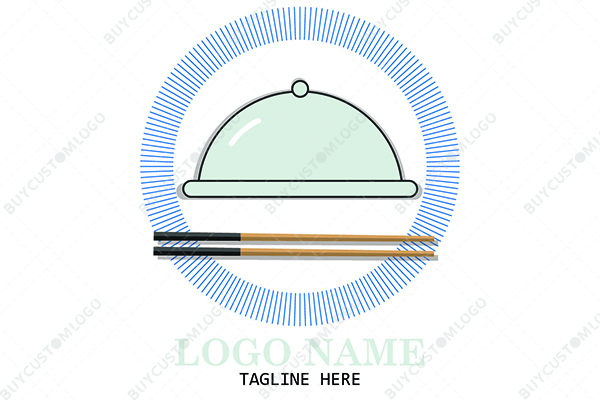 the levitating cloche serving dish and chopsticks logo