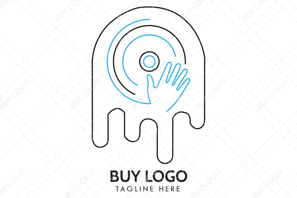 Logo Design Showcasing a Disc Player with a Hand Logo