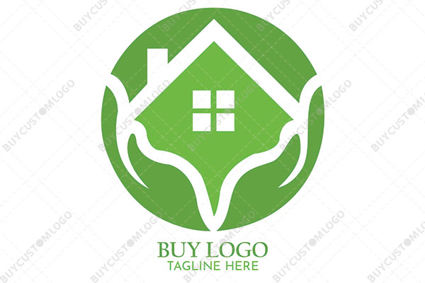 hut in a circle abstract hands logo