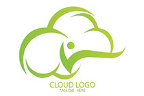 green abstract person cloud logo