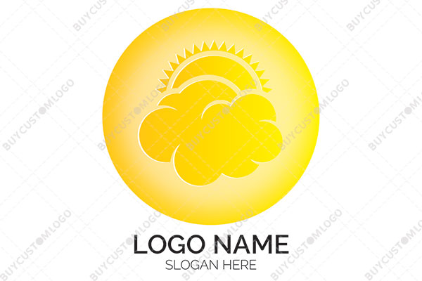 hiding sun in a round seal logo