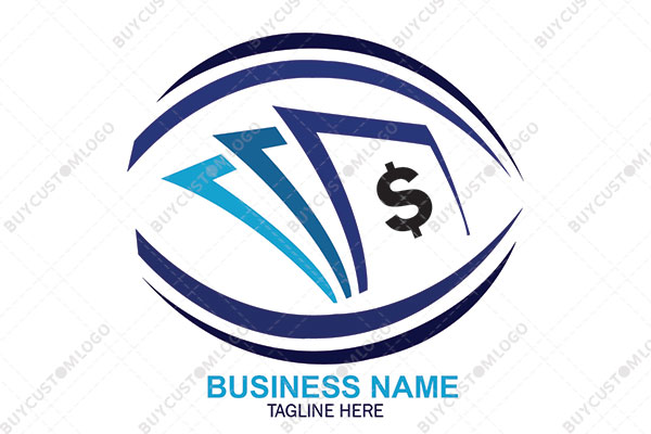 abstract eye with dollar currency notes logo
