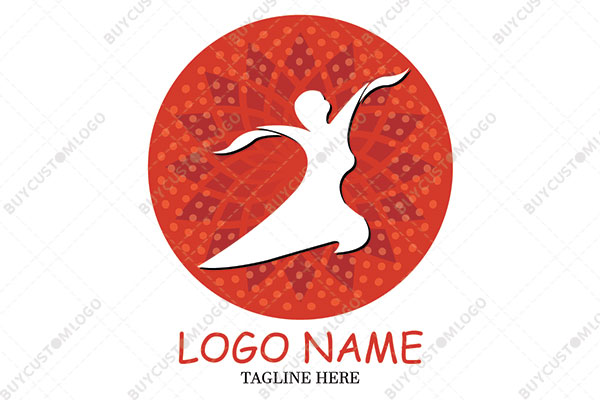 the dancing lady in a round seal logo