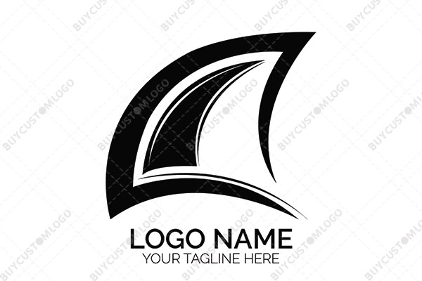 yin yang themed shark fin ship sails logo