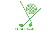 golf clubs and ball logo