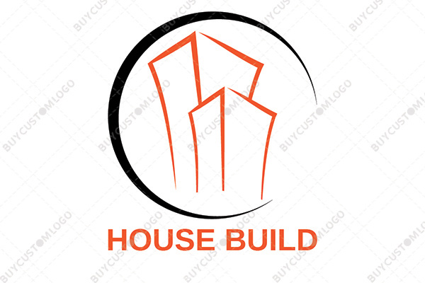 black and orange minimalistic building logo