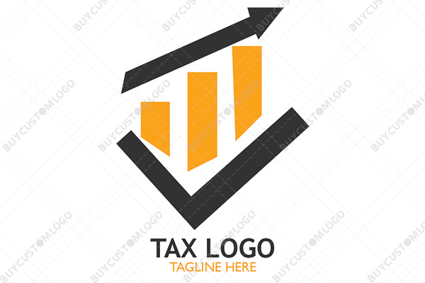growth arrow, bars and checkmark logo