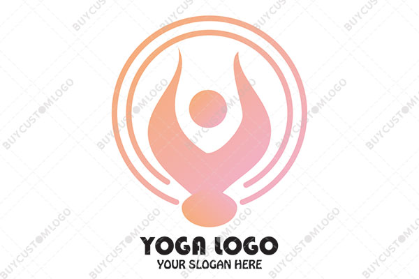 abstract person stretching arms wings logo