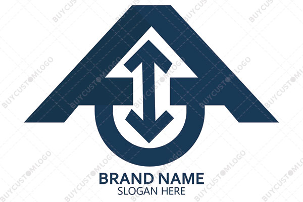 a letter double sided growth arrow hut logo