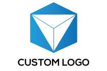 deformed triangle in a hexagon blue logo