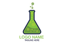 erlenmeyer flask with liquid and bubbles logo