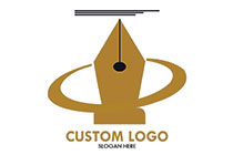 abstract fountain pen crown with lines logo