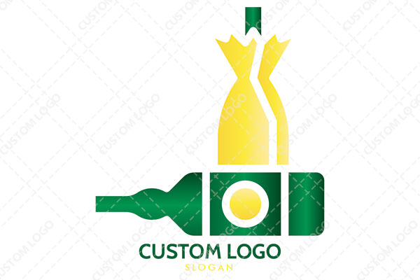 Two Alcohol Bottles Placed Vertically and Horizontally Logo