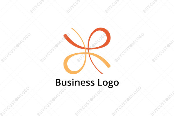 orange abstract gift ribbon logo