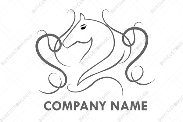 abstract horse and natural ornaments logo