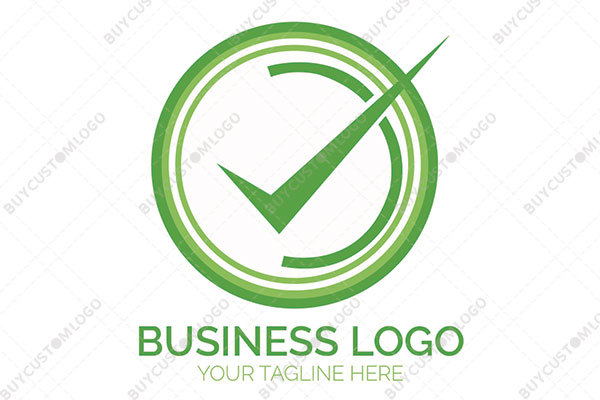checkmark in full and half circles logo
