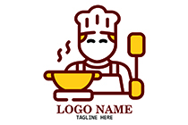 the kind and happy chef cooking logo