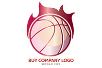 Basket ball Covered in Flames Logo