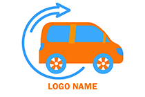 orange van round arrow logo