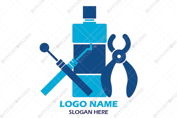 forceps, scaler, mouth mirror and mouthwash logo