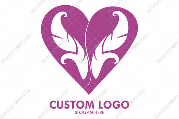 abstract wings in a heart pink and white logo