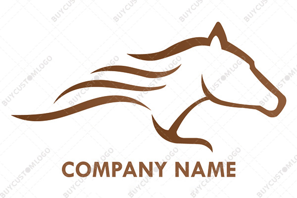 abstract running horse with flying mane logo