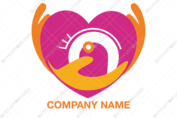 flying eye heart abstract hand logo