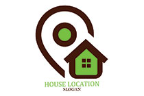 eco house and location pin logo