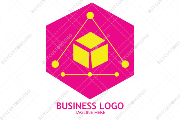 abstract cube timeline and sharing icon logo