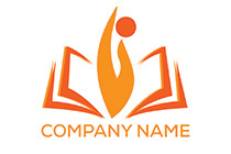 flame abstract person book logo