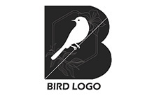 B letter typography black and white bird logo