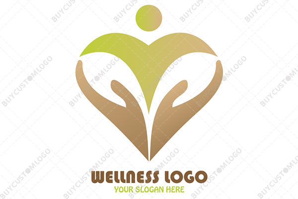 abstract person with hands forming heart logo