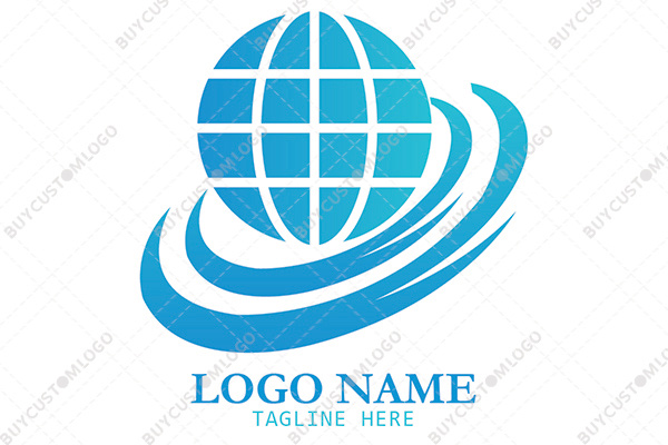 grid globe with rings logo