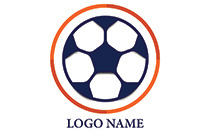 soccer ball in a round seal sketch style logo