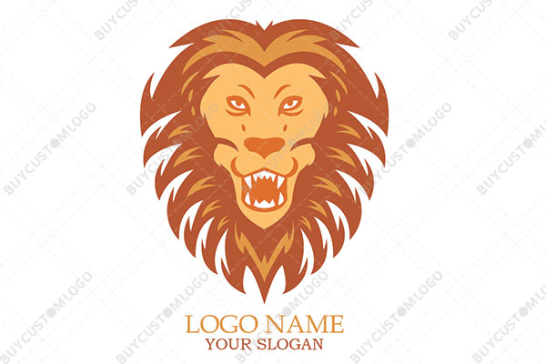 lion monster face with heart mane logo