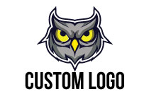 focused owl yellow and grey logo