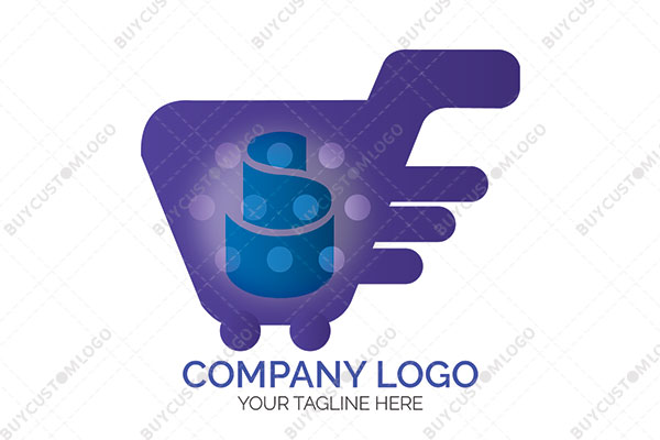 ribbon style letter s with a shopping cart logo